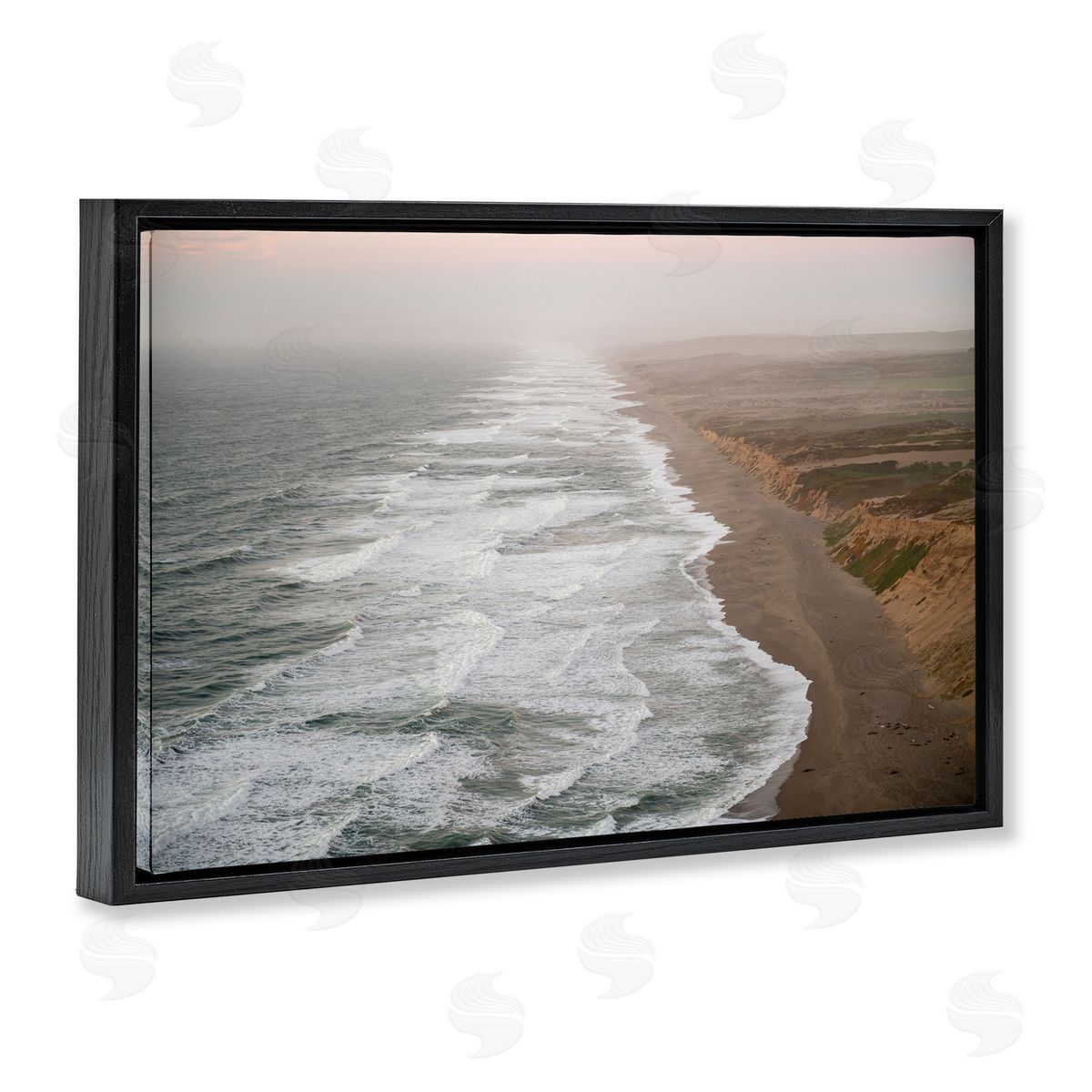 Point Reyes Receding Shoreline Black Floating Frame Canvas Wall Art, Home Decor by Crystal Lynn Collins