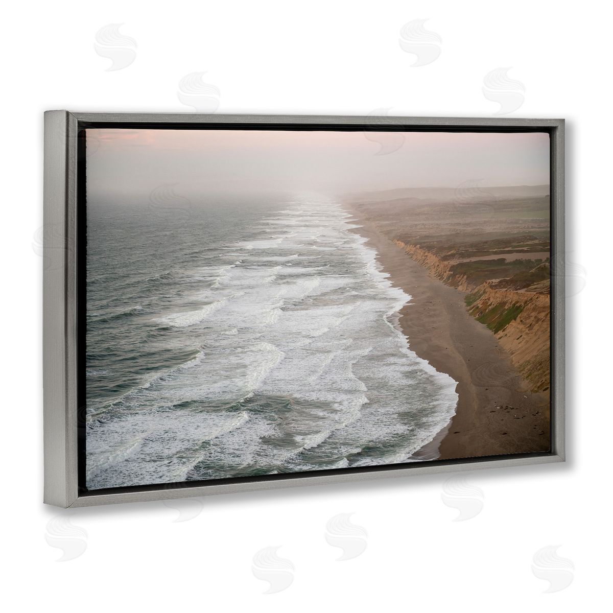 Point Reyes Receding Shoreline Grey Floating Frame Canvas Wall Art, Home Decor by Crystal Lynn Collins
