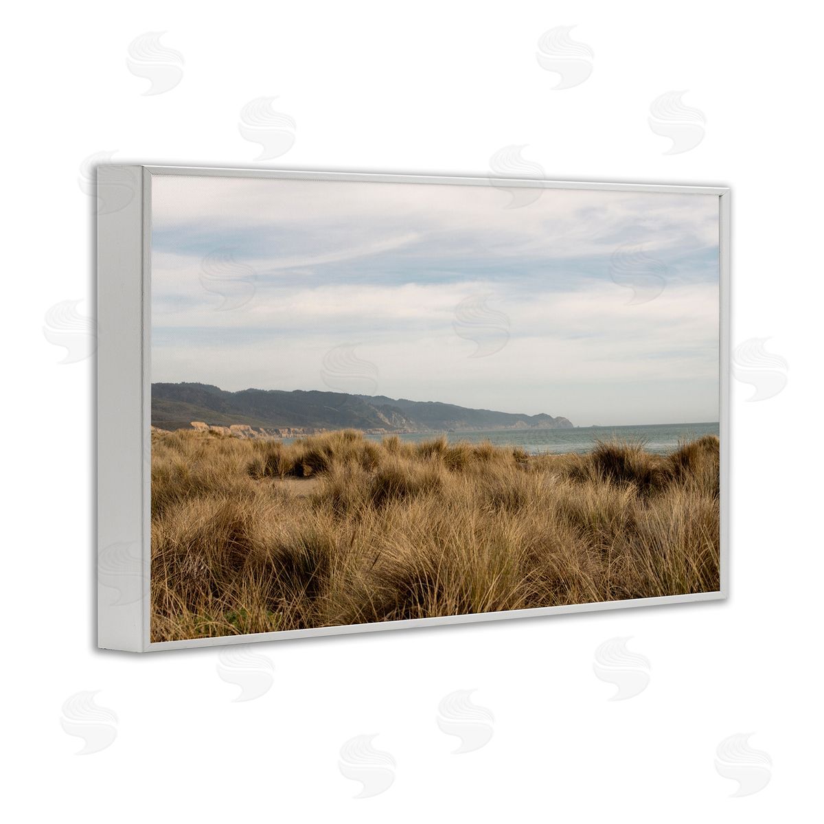 Windy Grass Dunes View White Frame Print Wall Art, Home Decor by Crystal Lynn Collins