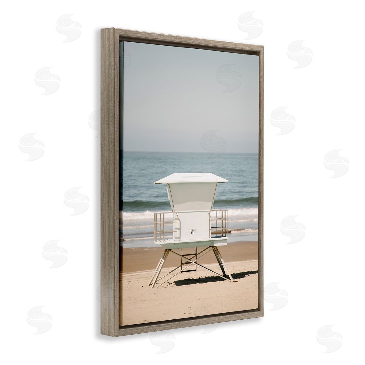 Surf Shack on Shore Brown Floating Frame Canvas Wall Art, Home Decor by Crystal Lynn Collins