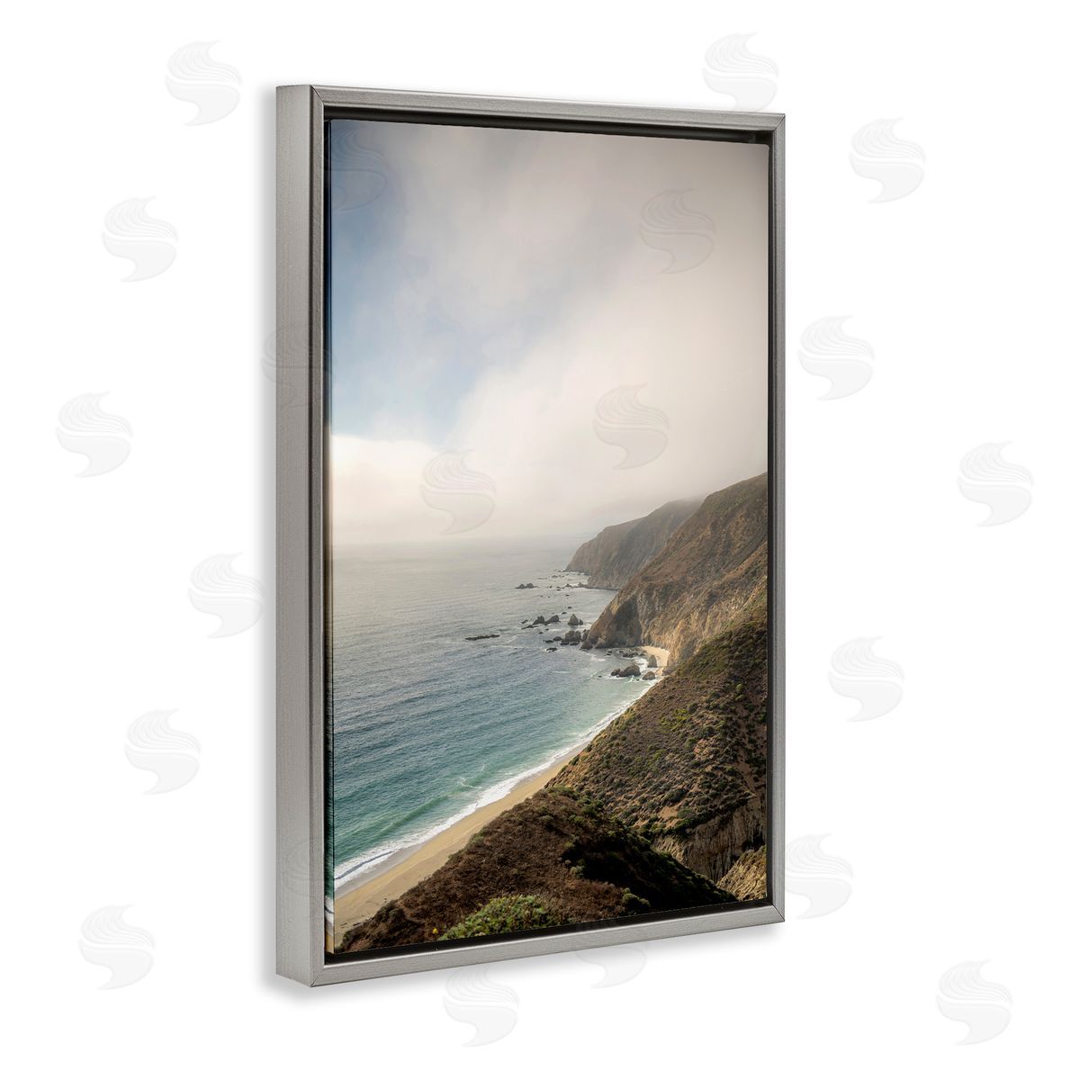 Wild Beach Coast Grey Floating Frame Canvas Wall Art, Home Decor by Crystal Lynn Collins