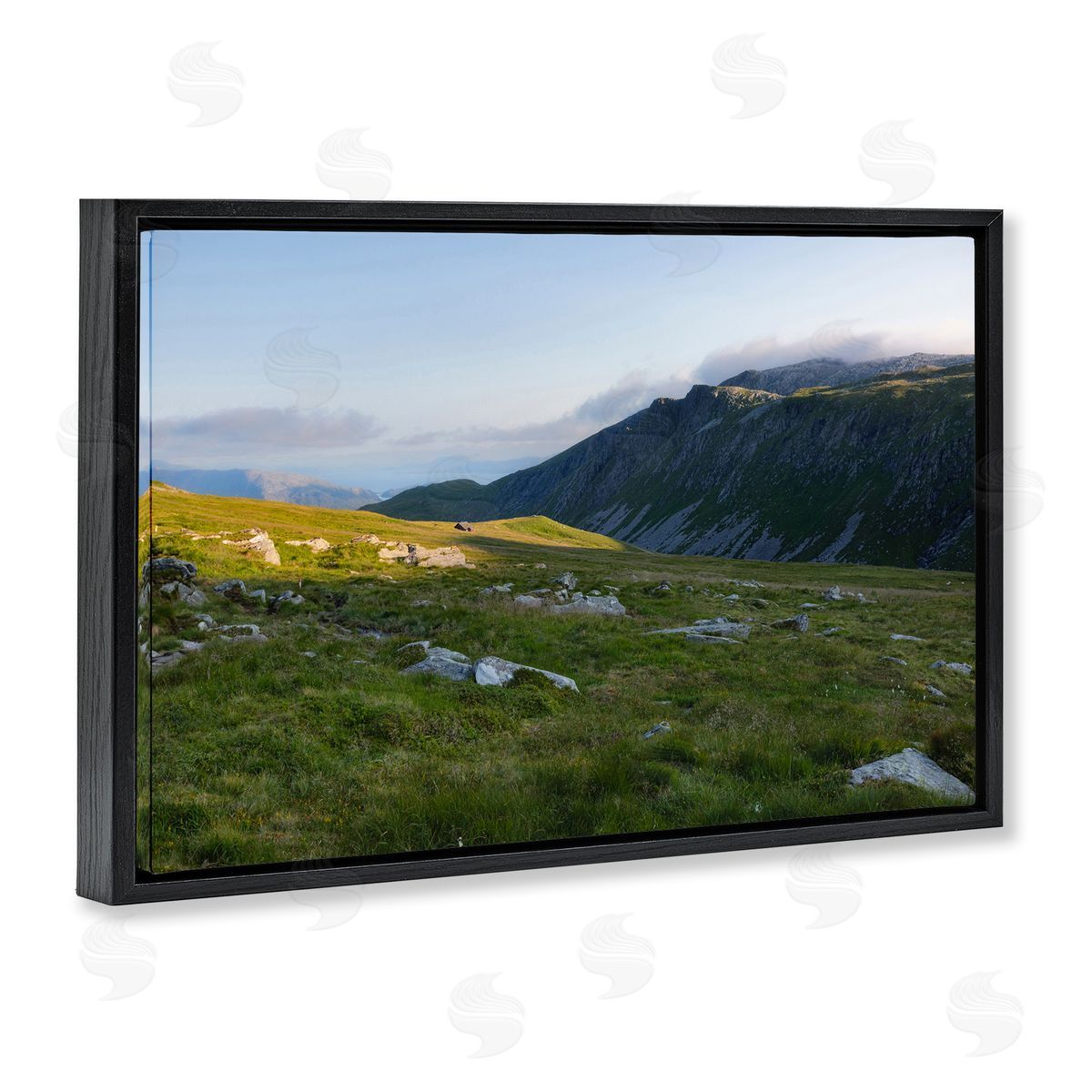 Lush Rolling Cliffs Black Floating Frame Canvas Wall Art, Home Decor by Thomas Tepstad Berge
