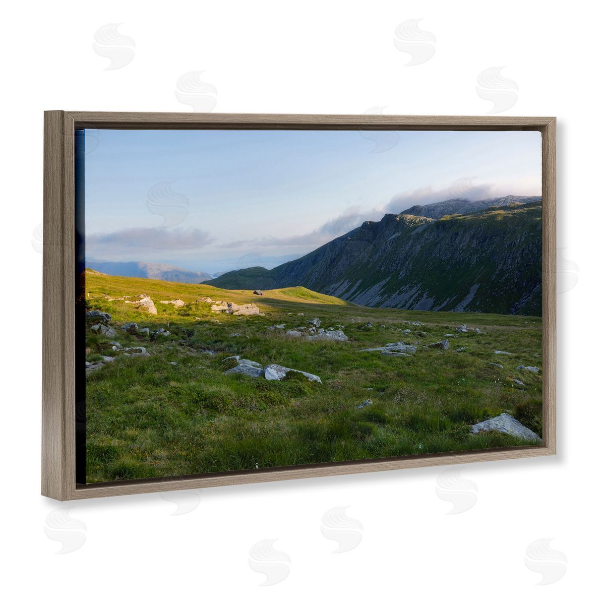 Lush Rolling Cliffs Brown Floating Frame Canvas Wall Art, Home Decor by Thomas Tepstad Berge