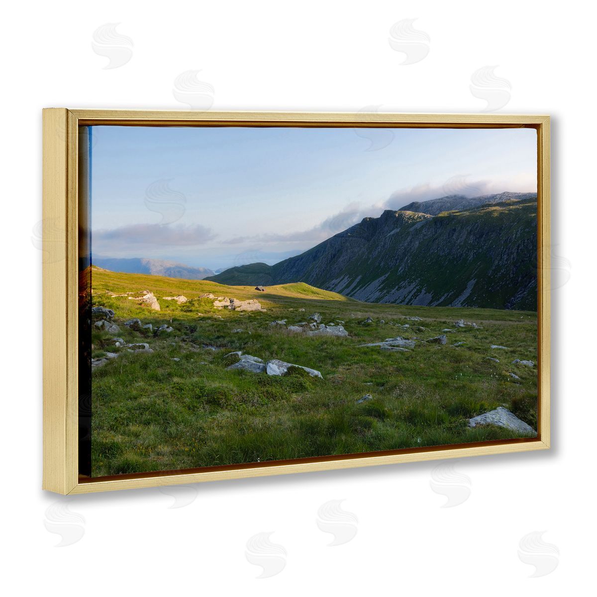 Lush Rolling Cliffs Gold Floating Frame Canvas Wall Art, Home Decor by Thomas Tepstad Berge