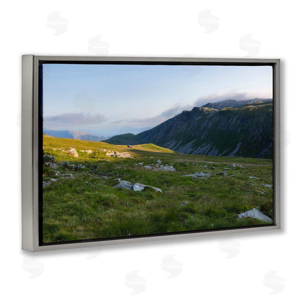 Lush Rolling Cliffs Grey Floating Frame Canvas Wall Art, Home Decor by Thomas Tepstad Berge