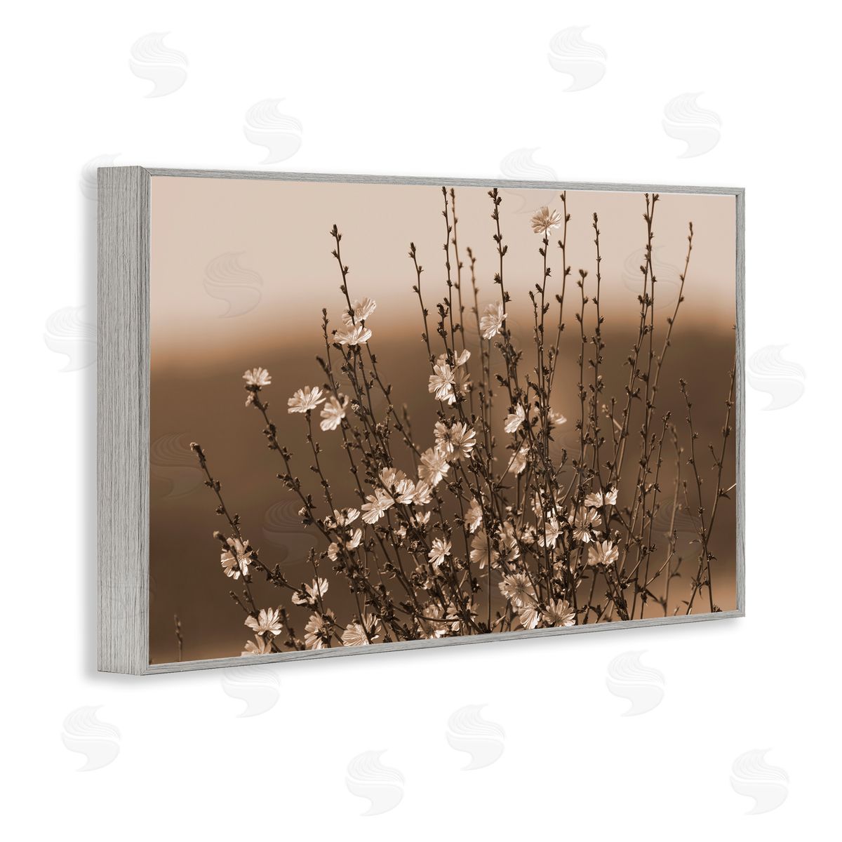 Tiny Blooming Flowers Grey Frame Print Wall Art, Home Decor by Nancy Crowell