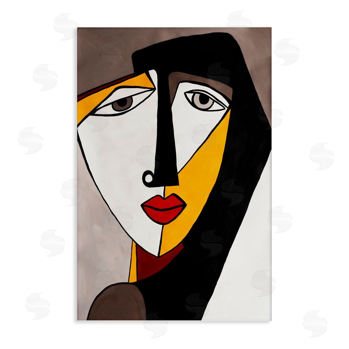 Cubist Bold Face Canvas Wall Art, Home Decor by Ruth Fromstein