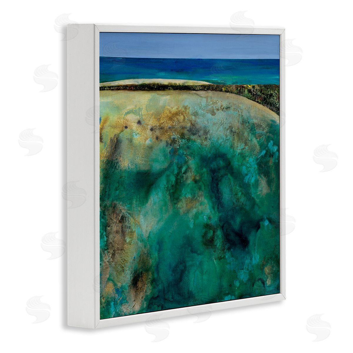 Beachy Maritime Landscape White Frame Print Wall Art, Home Decor by Ngo