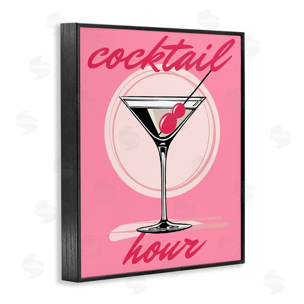 Pink Cocktail Hour Black Frame Print Wall Art, Home Decor by Elizabeth Medley