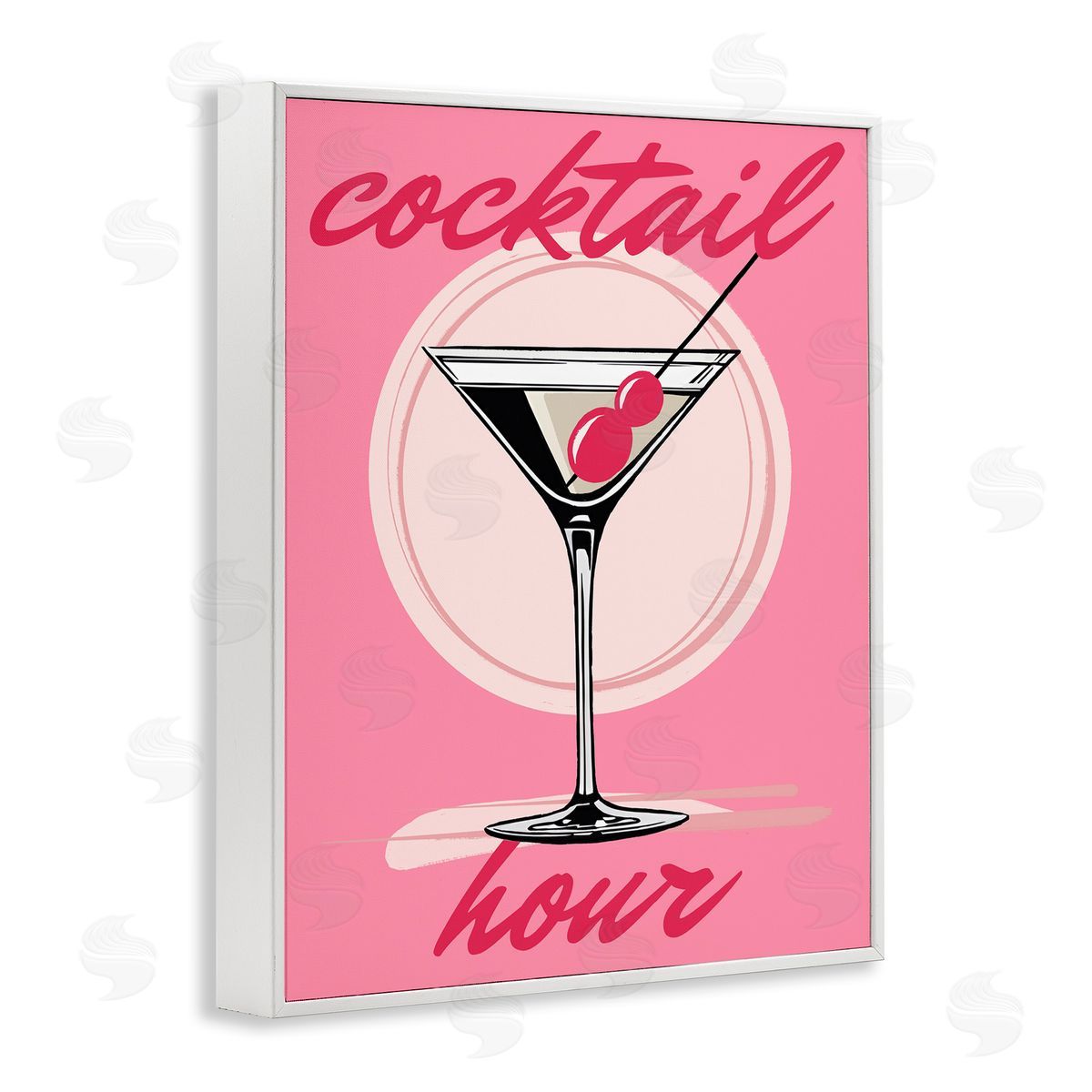 Pink Cocktail Hour White Frame Print Wall Art, Home Decor by Elizabeth Medley