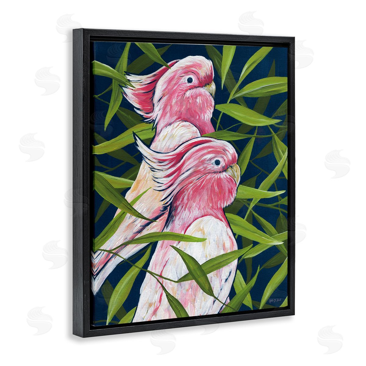 Tropical Paradise Cockatoo Black Floating Frame Canvas Wall Art, Home Decor by Yvette St. Amant