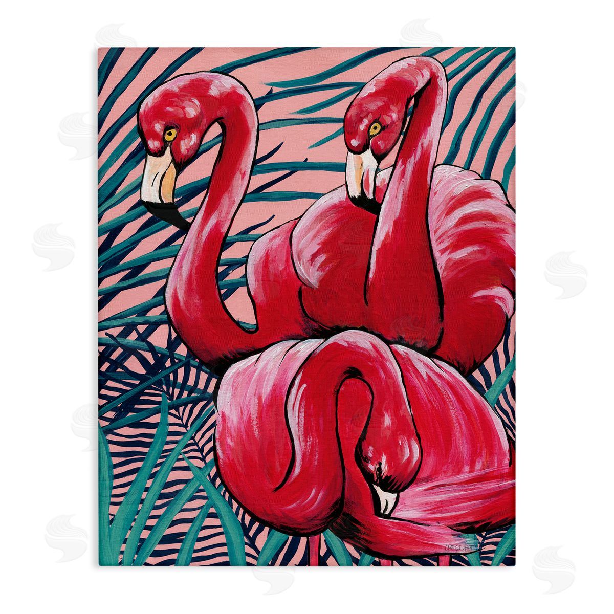Tropical Paradise Flamingos Canvas Wall Art, Home Decor by Yvette St. Amant