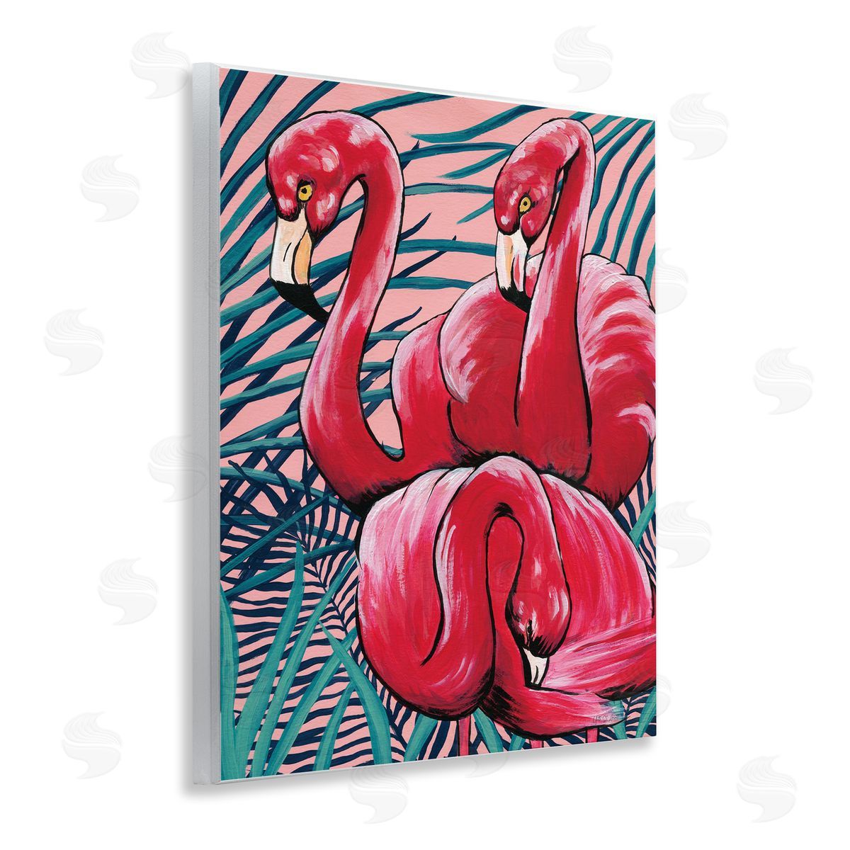 Tropical Paradise Flamingos Wood Plaque Wall Art, Home Decor by Yvette St. Amant