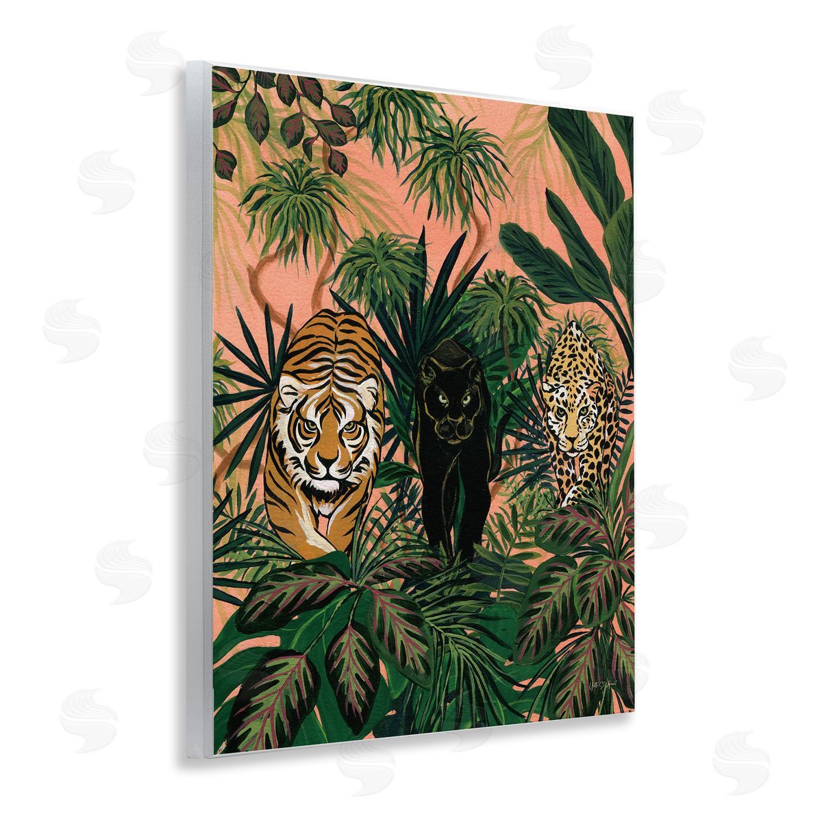 Boho Jungle Prowlers Wood Plaque Wall Art, Home Decor by Yvette St. Amant