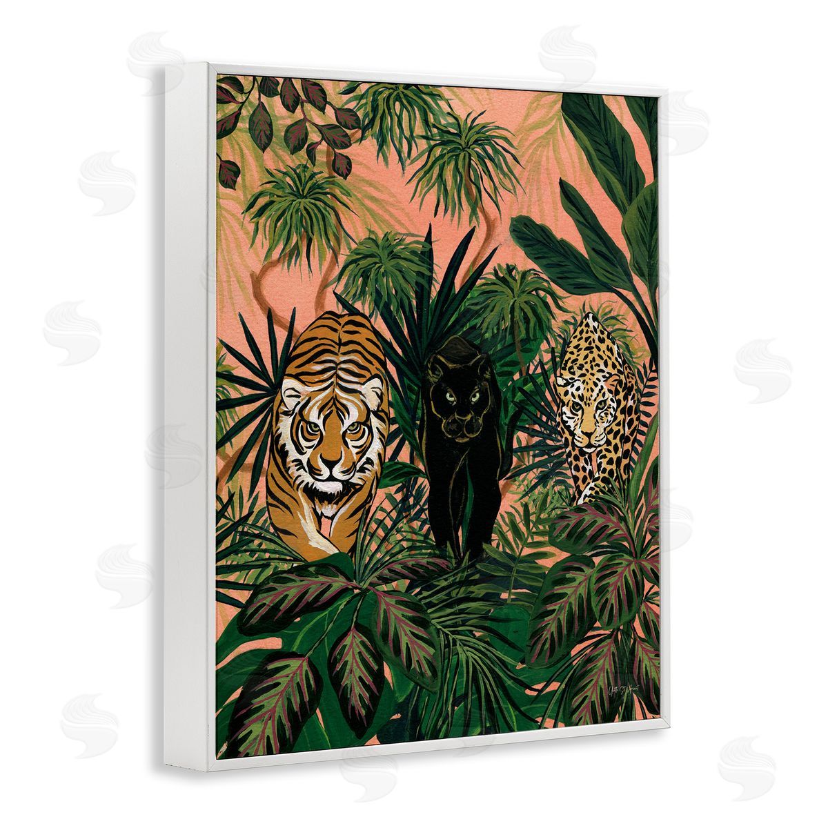 Boho Jungle Prowlers White Frame Print Wall Art, Home Decor by Yvette St. Amant