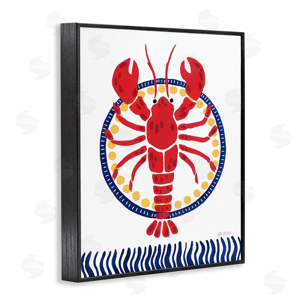 Kitschy Coastal Lobster Black Frame Print Wall Art, Home Decor by Yvette St. Amant