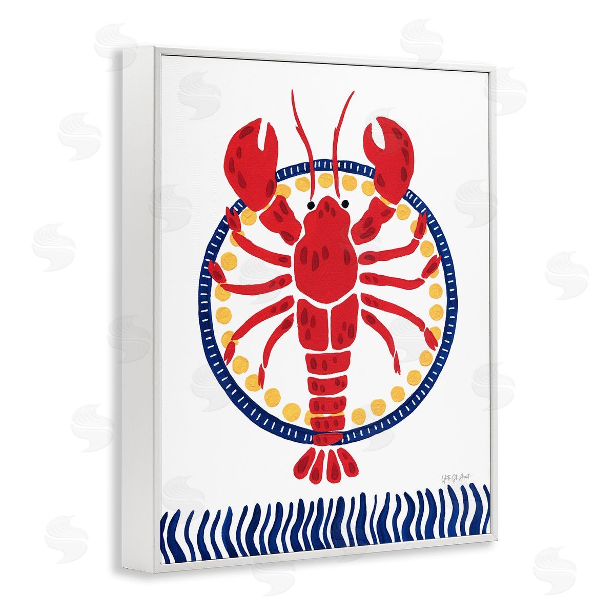 Kitschy Coastal Lobster White Frame Print Wall Art, Home Decor by Yvette St. Amant