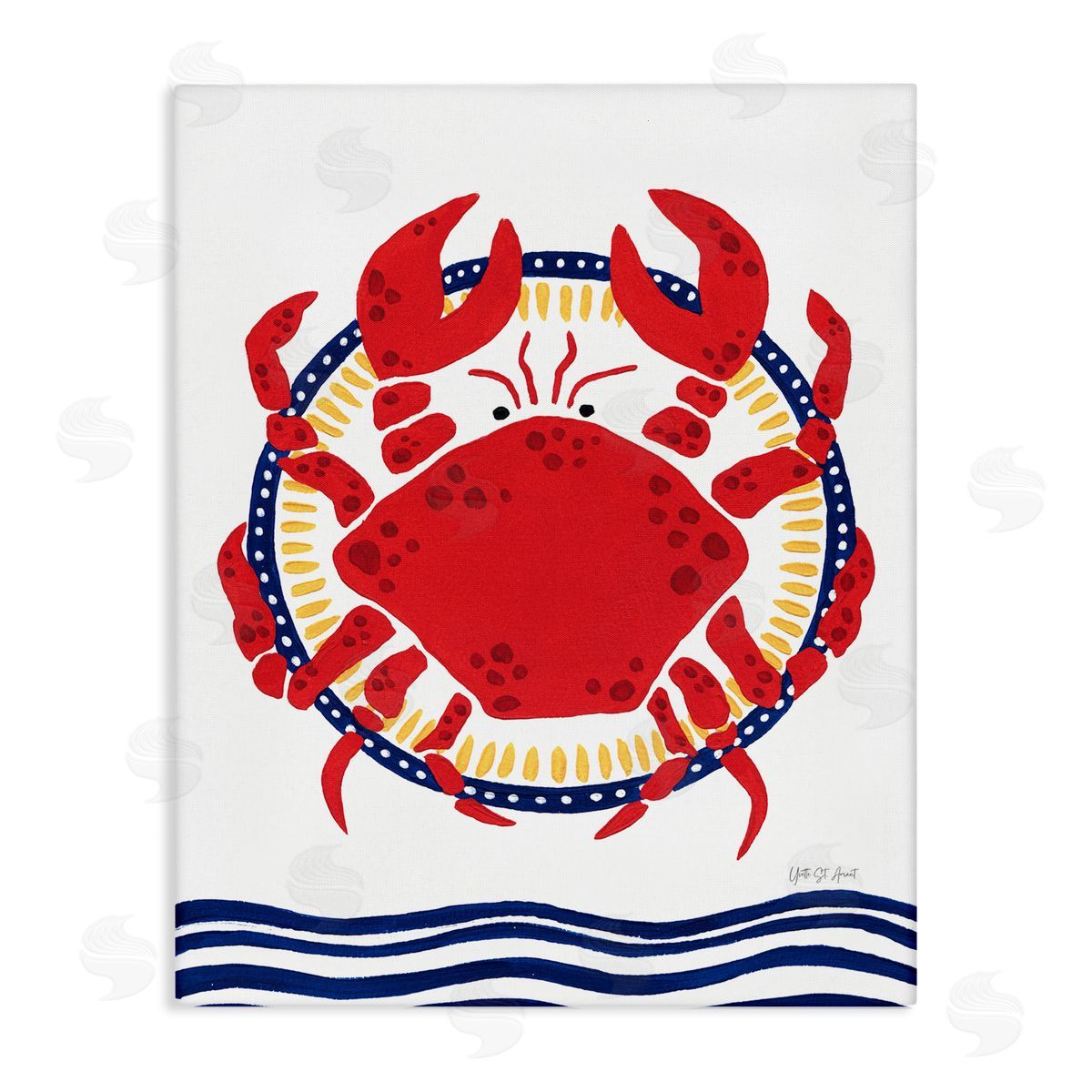 Kitschy Coastal Crab Canvas Wall Art, Home Decor by Yvette St. Amant