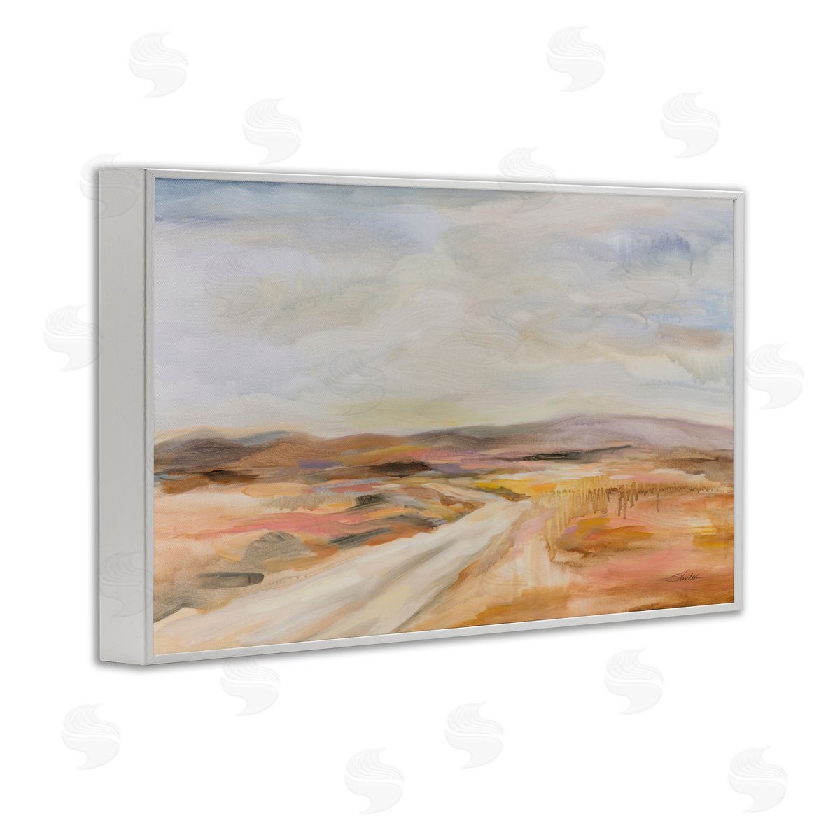 White Desert Road White Frame Print Wall Art, Home Decor by Silvia Vassileva