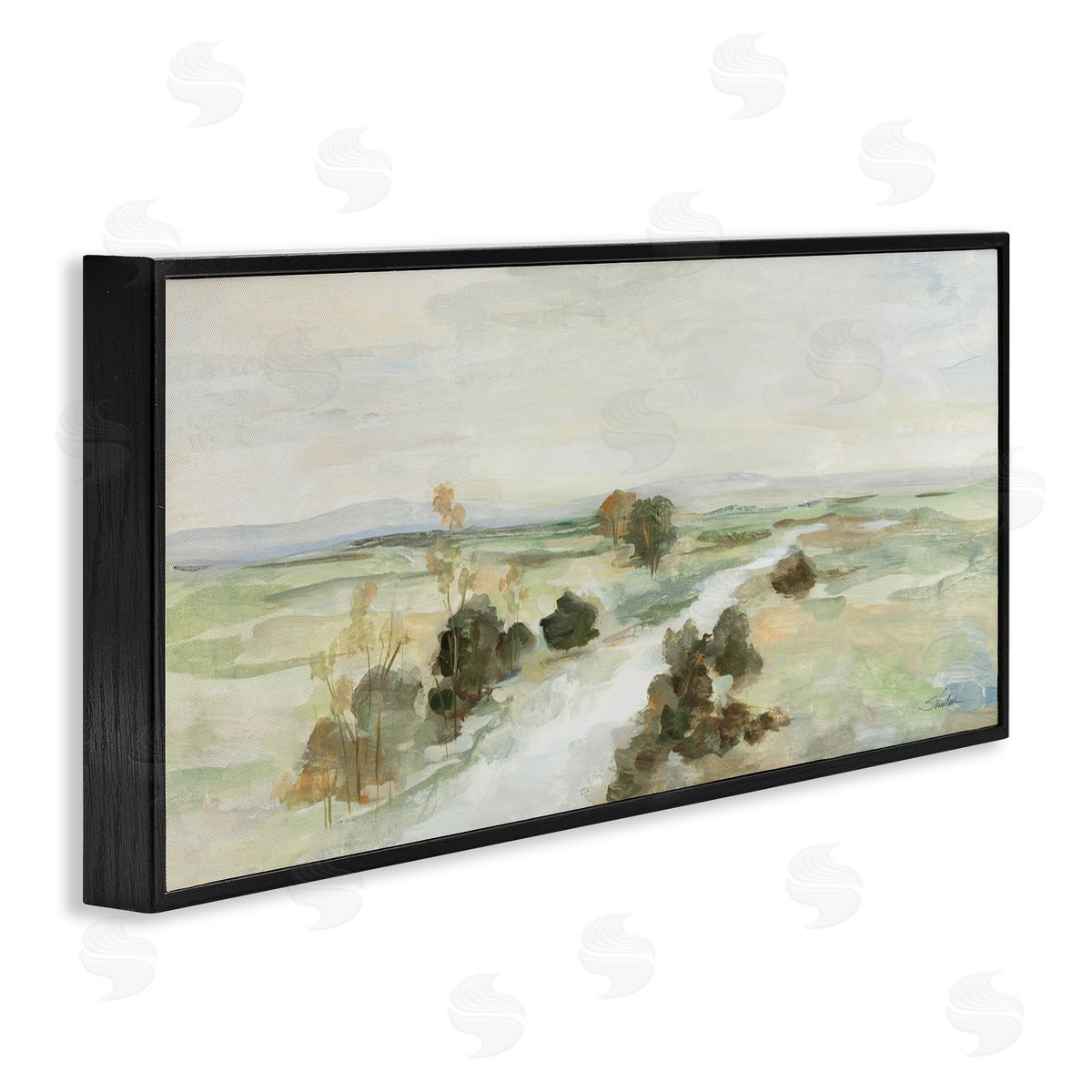 Valley Creek Landscape Black Frame Print Wall Art, Home Decor by Silvia Vassileva