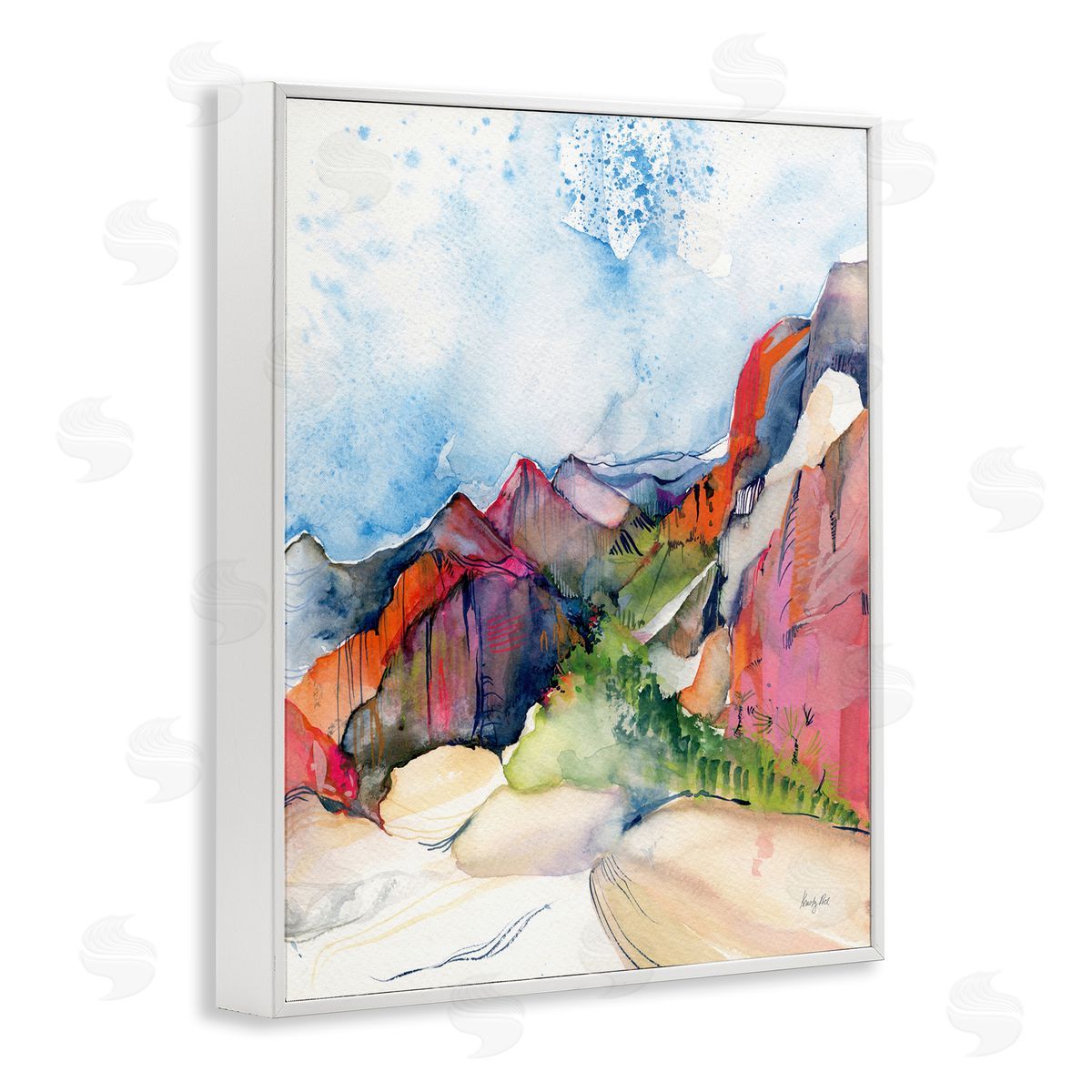 Desert Days Abstraction White Frame Print Wall Art, Home Decor by Kristy Rice
