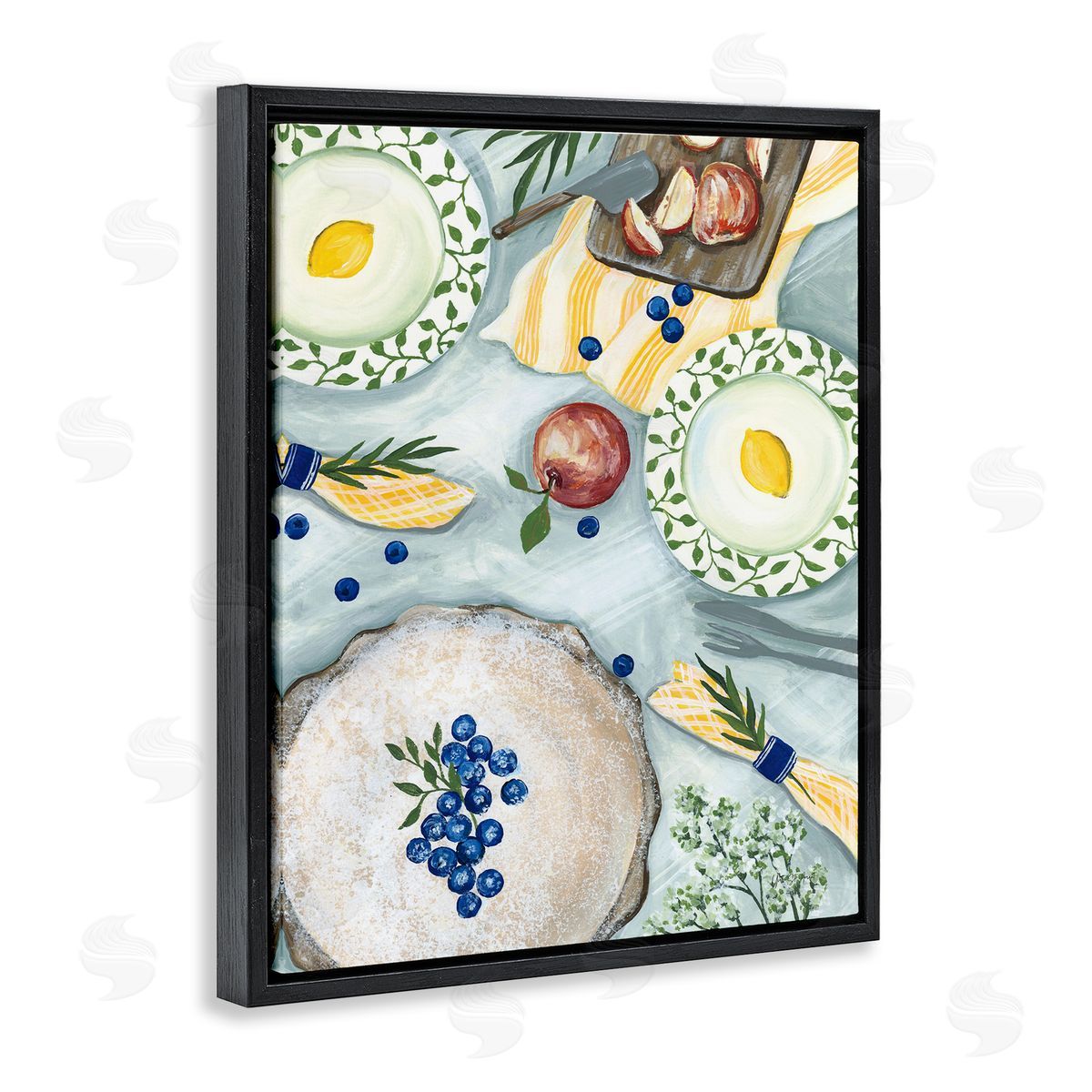Summer Picnic Fruits Black Floating Frame Canvas Wall Art, Home Decor by Yvette St. Amant