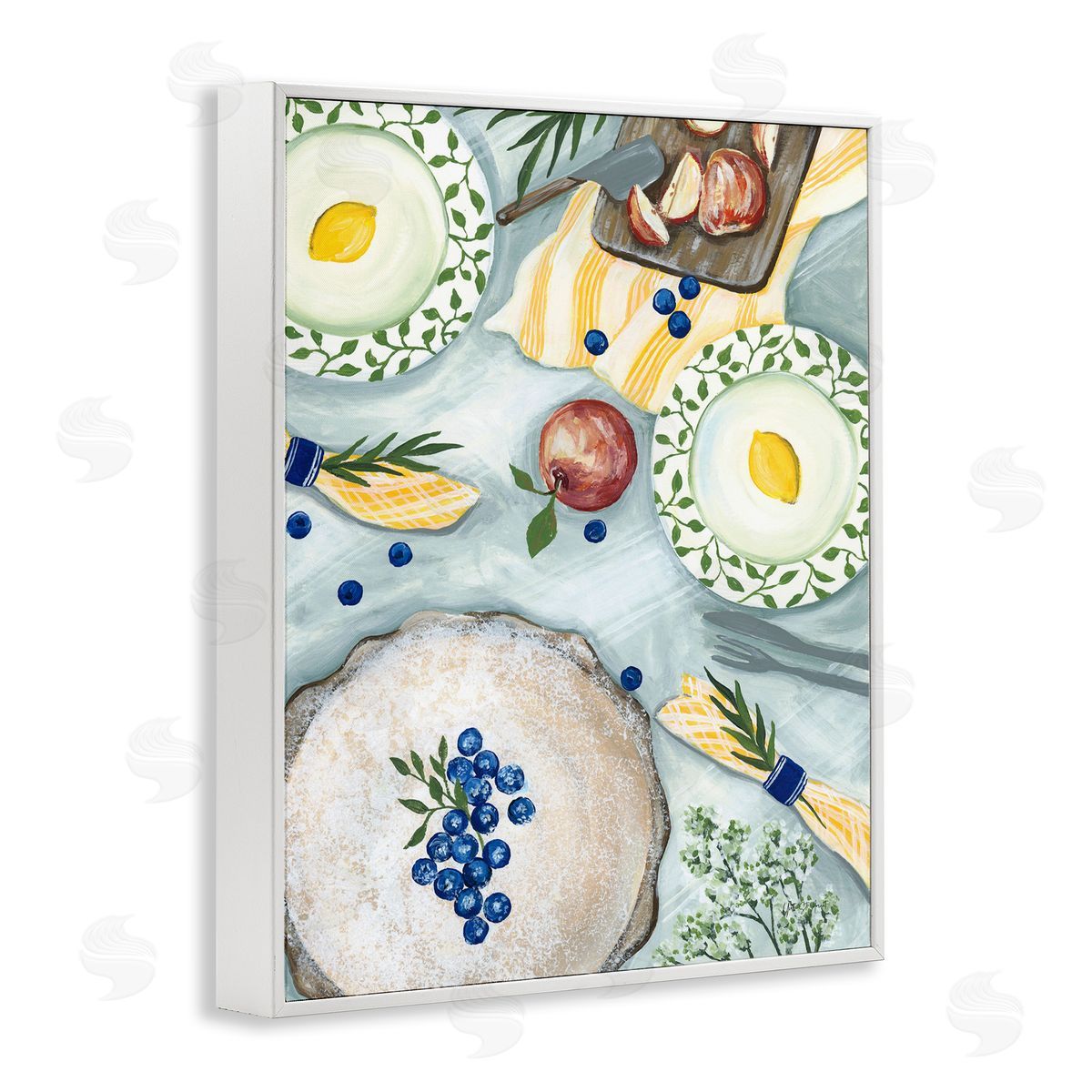 Summer Picnic Fruits White Frame Print Wall Art, Home Decor by Yvette St. Amant