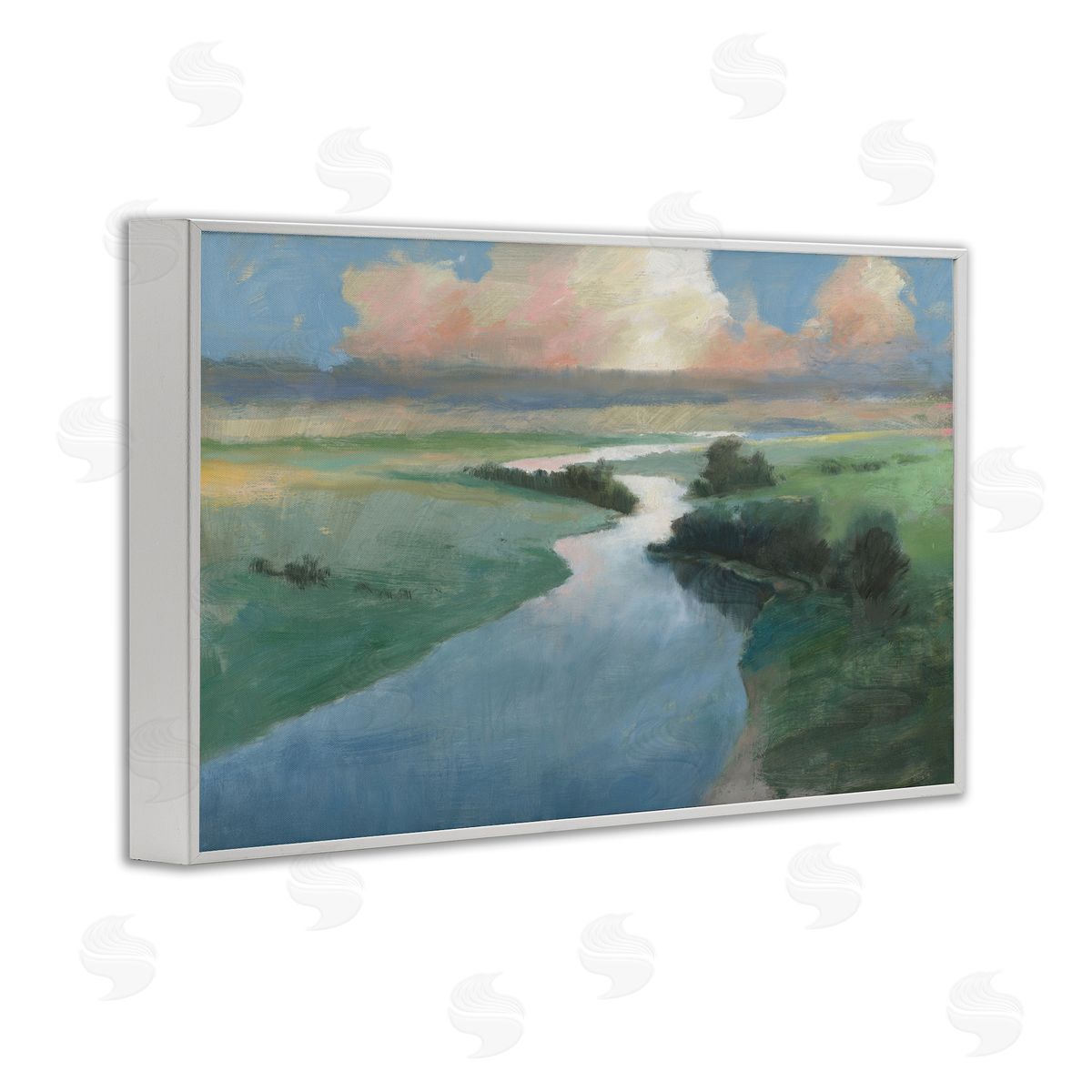 Stream Landscape in January White Frame Print Wall Art, Home Decor by Wellington Studio