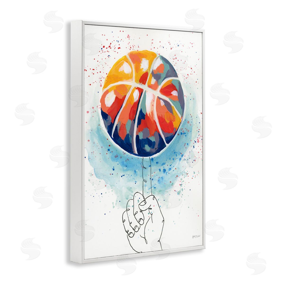 Abstract Basketball Trick White Frame Print Wall Art, Home Decor by Yvette St. Amant