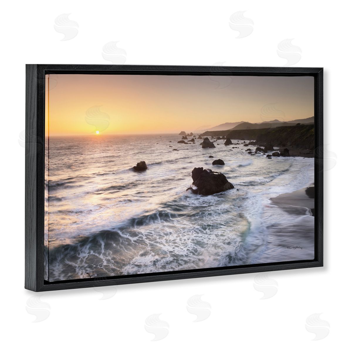Sonoma Coast Sunset Black Floating Frame Canvas Wall Art, Home Decor by Alan Majchrowicz
