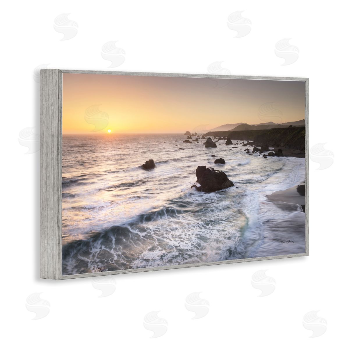 Sonoma Coast Sunset Grey Frame Print Wall Art, Home Decor by Alan Majchrowicz