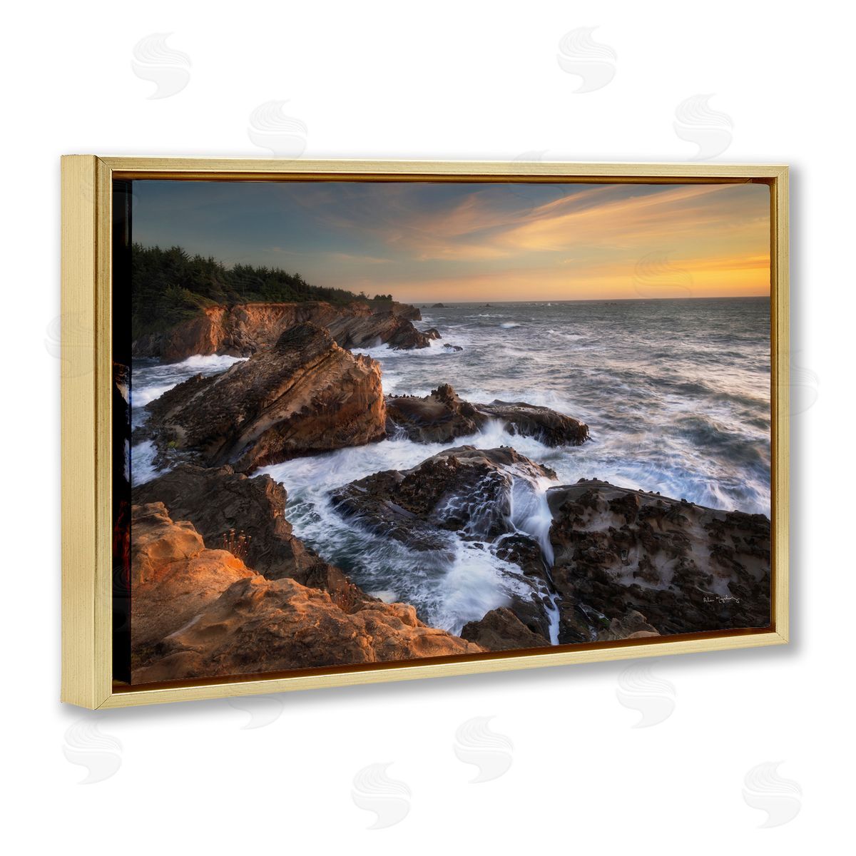 Nautical Shore Acres Gold Floating Frame Canvas Wall Art, Home Decor by Alan Majchrowicz