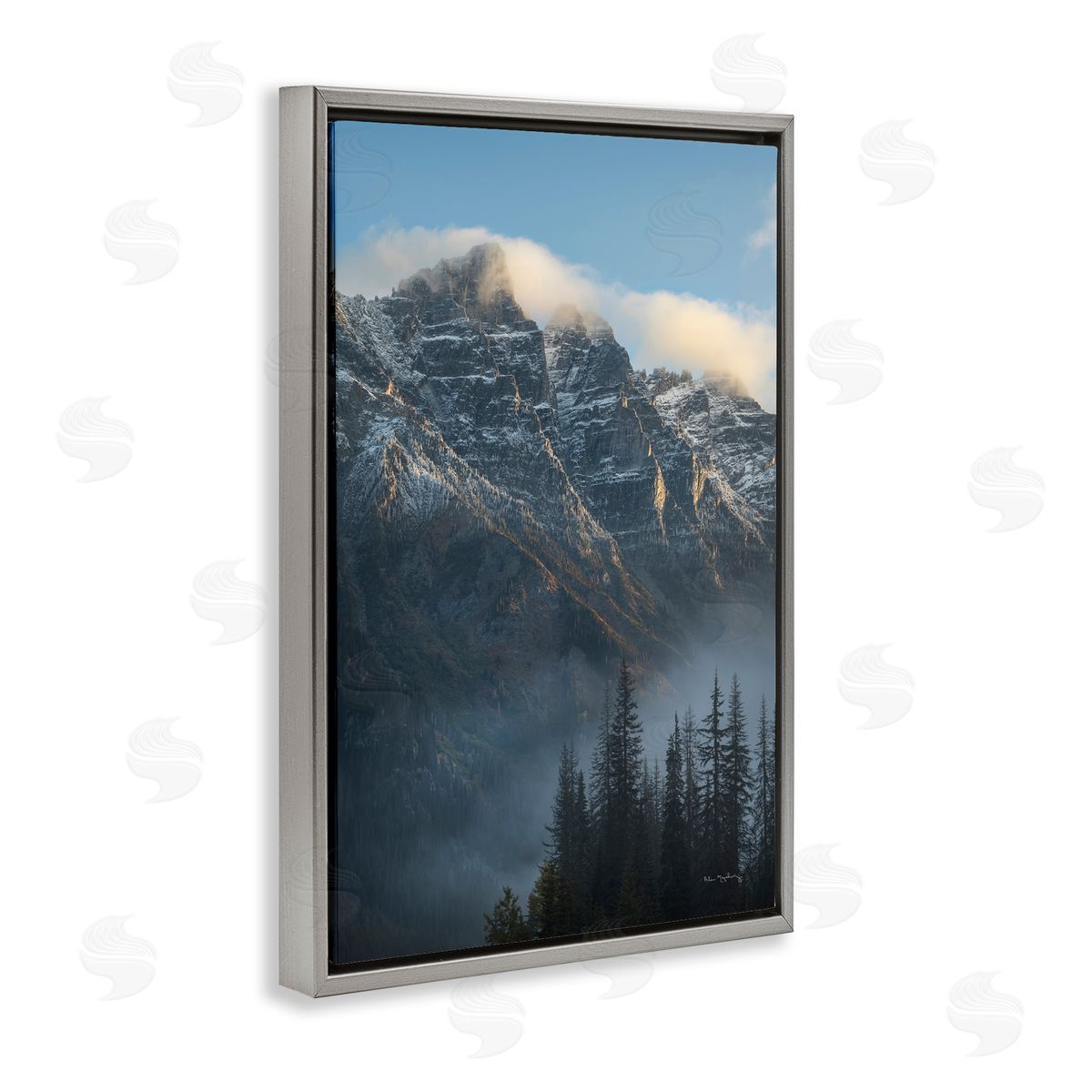 Mount Tupper Mist Grey Floating Frame Canvas Wall Art, Home Decor by Alan Majchrowicz