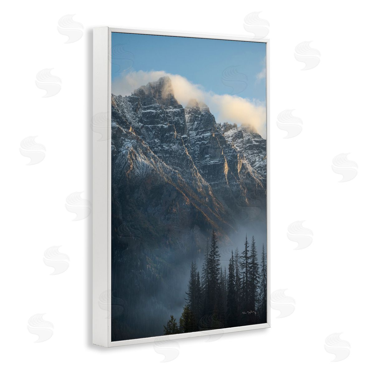 Mount Tupper Mist White Frame Print Wall Art, Home Decor by Alan Majchrowicz