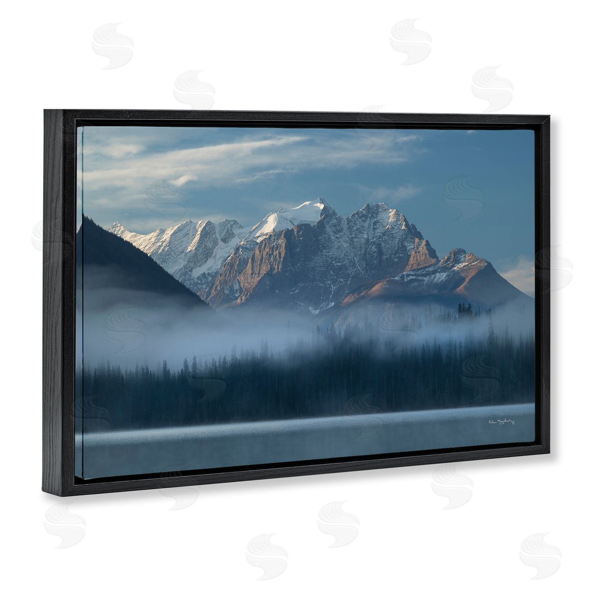 Emerald Lake & Mountain Black Floating Frame Canvas Wall Art, Home Decor by Alan Majchrowicz