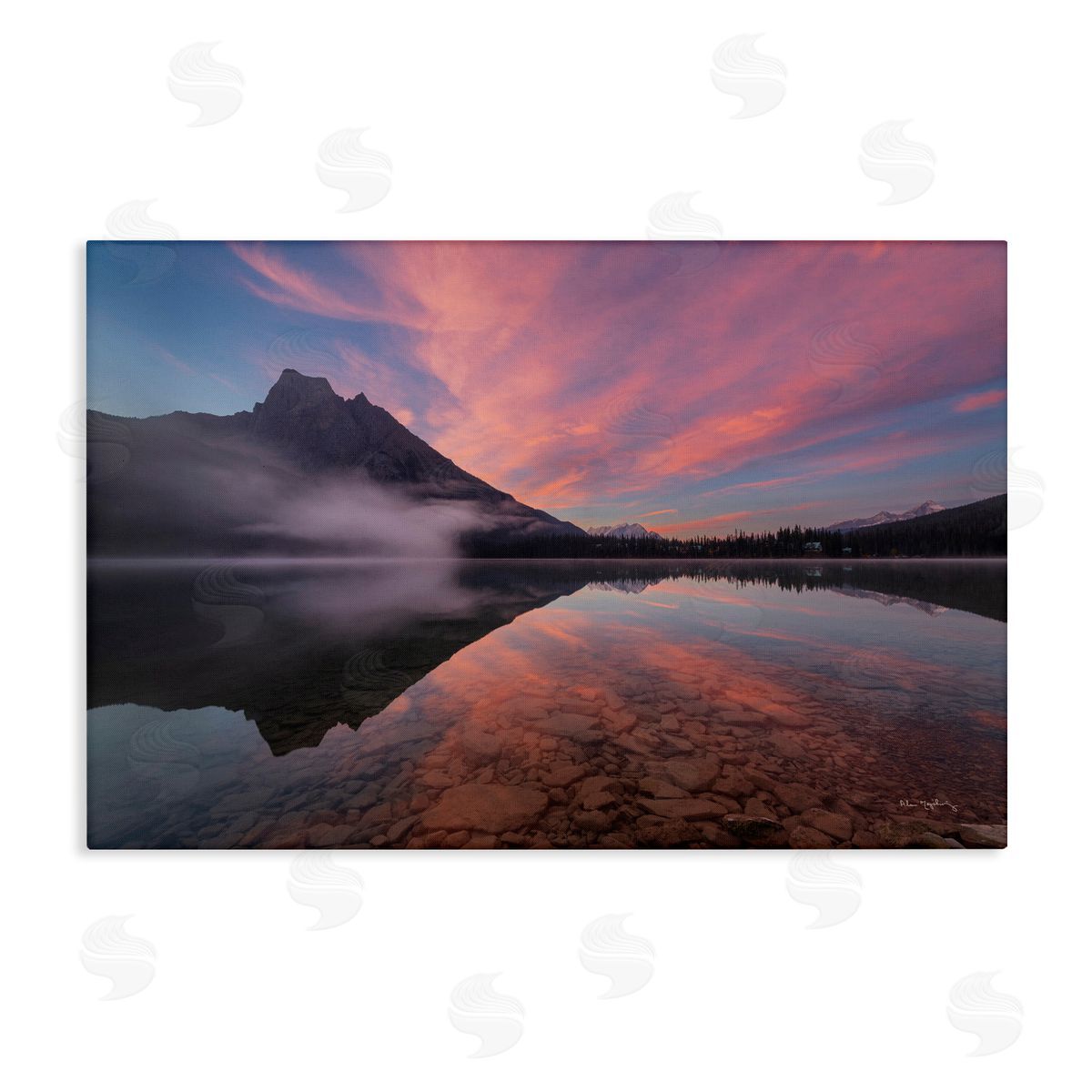 Emerald Lake Sunset Canvas Wall Art, Home Decor by Alan Majchrowicz