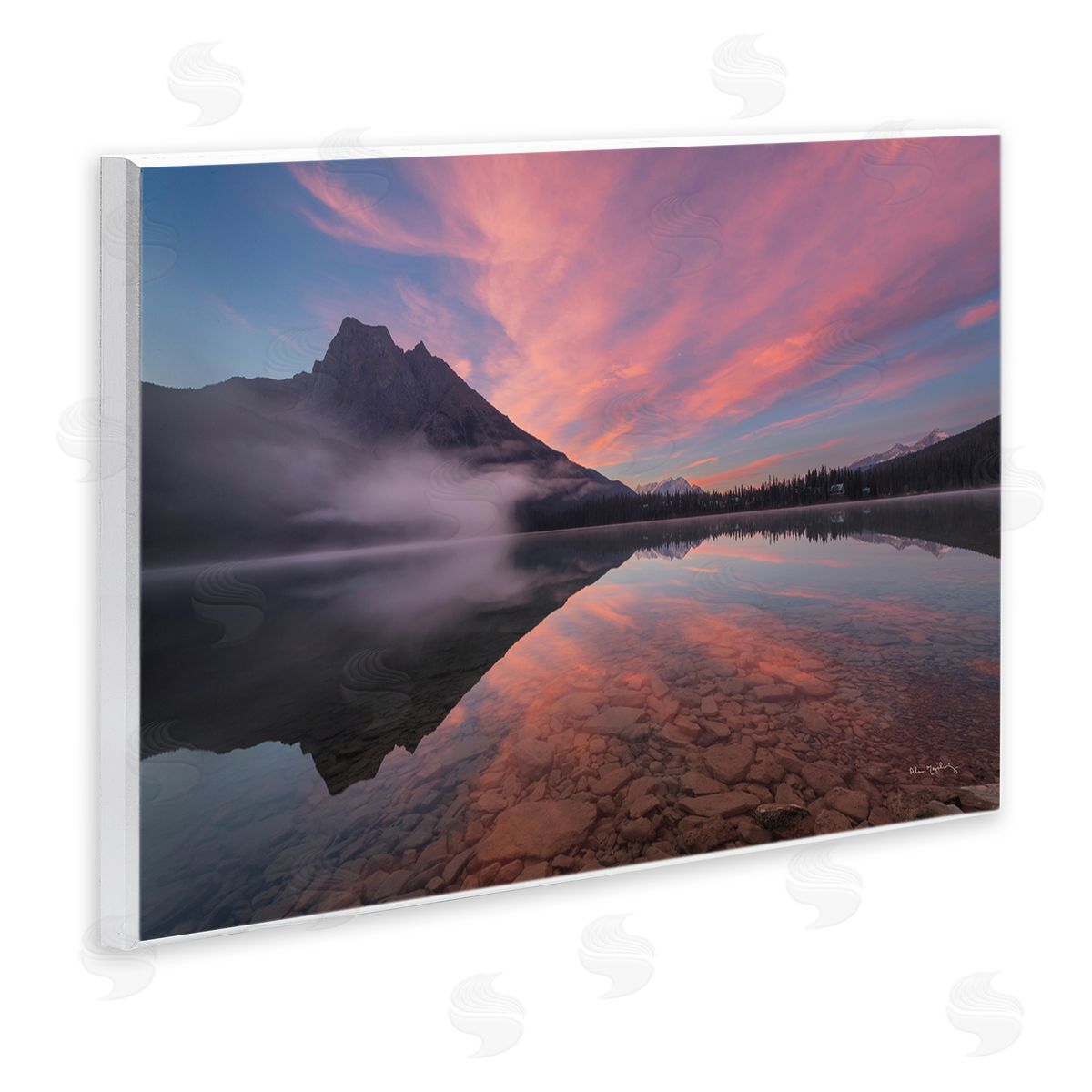 Emerald Lake Sunset Wood Plaque Wall Art, Home Decor by Alan Majchrowicz