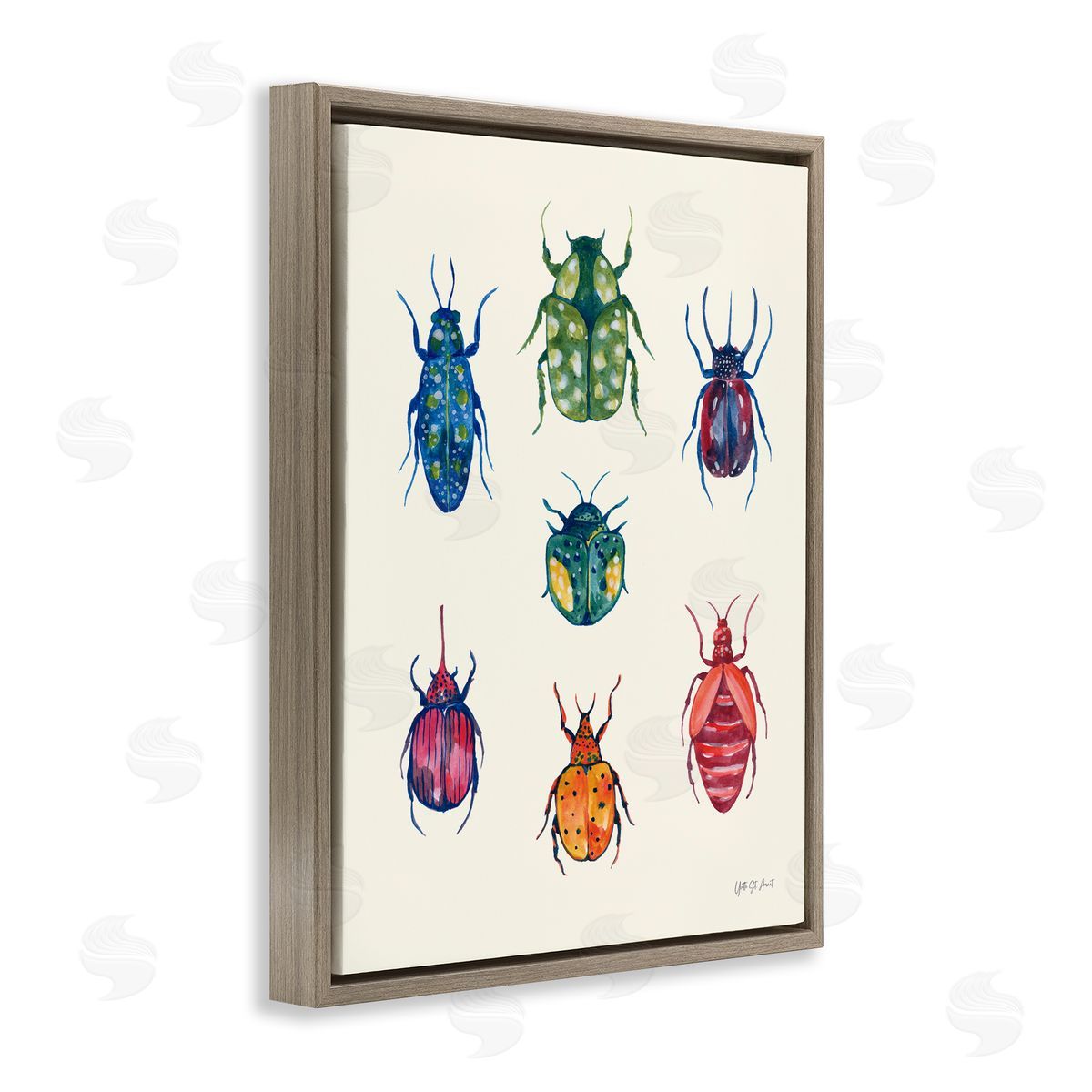 Varied Beetle Chart Brown Floating Frame Canvas Wall Art, Home Decor by Yvette St. Amant
