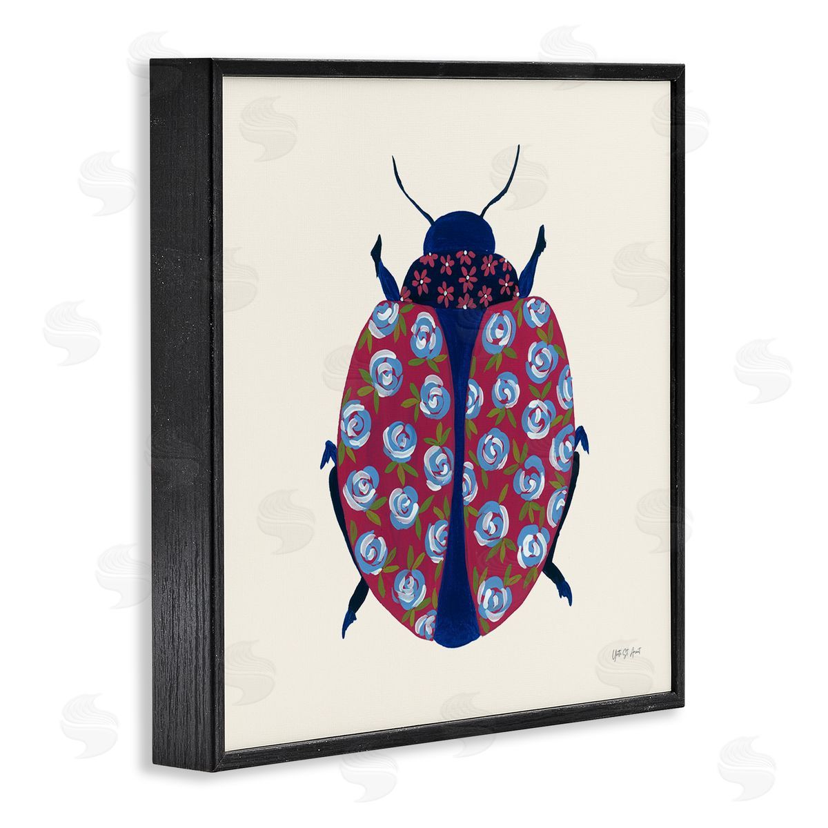 Rose Blooming Beetle Black Frame Print Wall Art, Home Decor by Yvette St. Amant