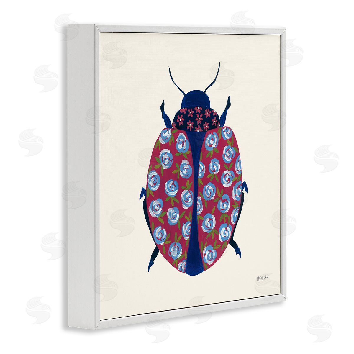 Rose Blooming Beetle White Frame Print Wall Art, Home Decor by Yvette St. Amant