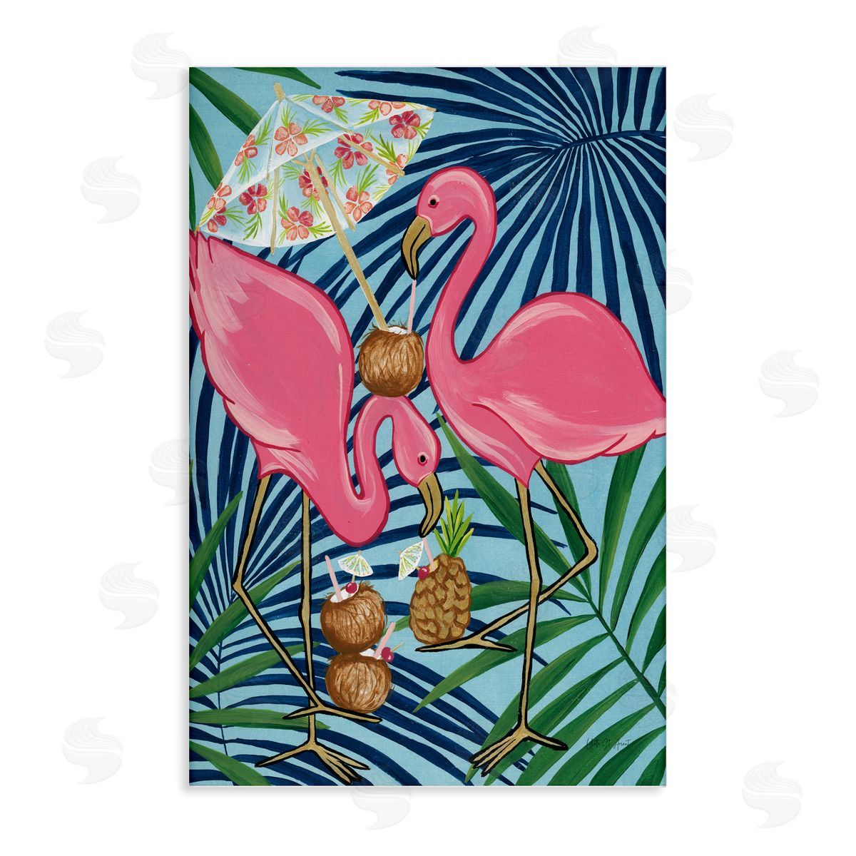 Flamingo Happy Hour Canvas Wall Art, Home Decor by Yvette St. Amant