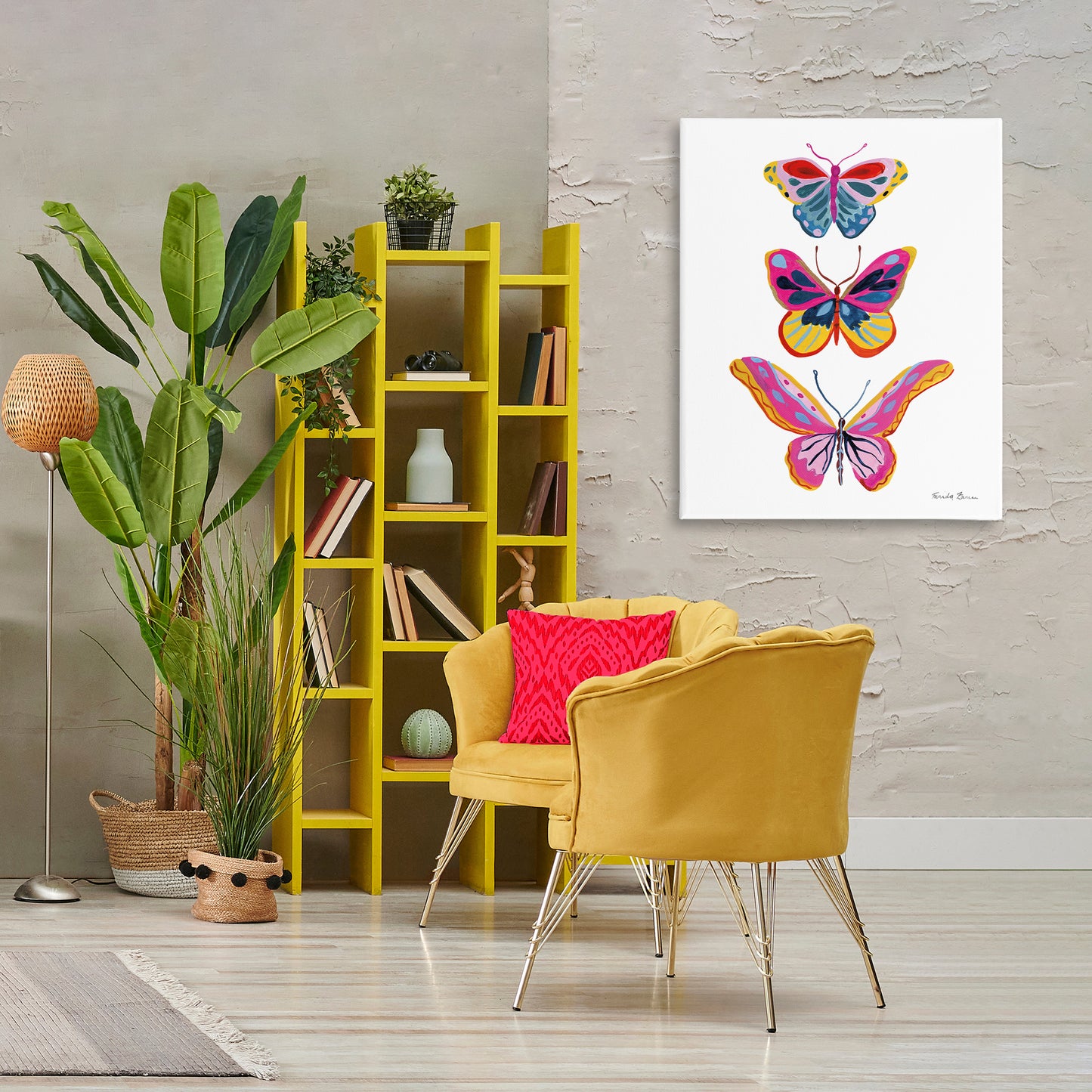 Small to Large Butterflies Canvas Wall Art in Room, Home Decor by Farida Zaman
