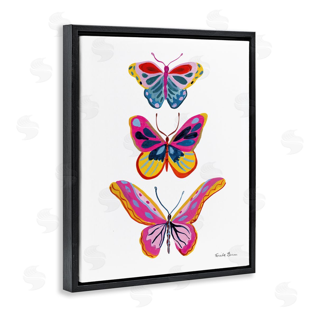 Small to Large Butterflies Black Floating Frame Canvas Wall Art, Home Decor by Farida Zaman