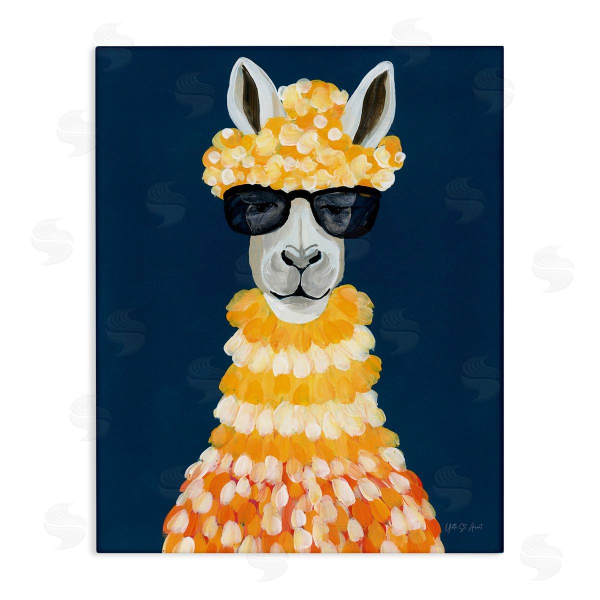 Fashionista Alpaca Portrait Canvas Wall Art, Home Decor by Yvette St. Amant