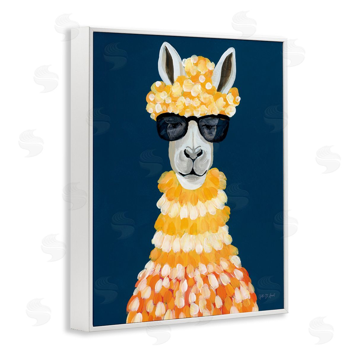 Fashionista Alpaca Portrait White Frame Print Wall Art, Home Decor by Yvette St. Amant