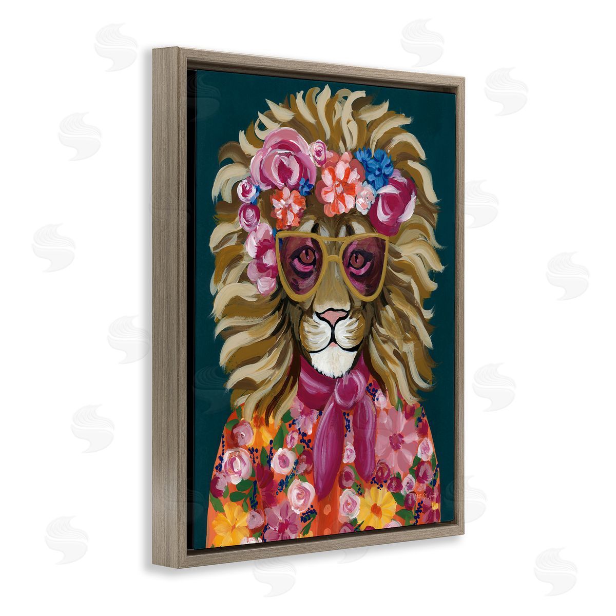 Miami Living Lion Brown Floating Frame Canvas Wall Art, Home Decor by Yvette St. Amant