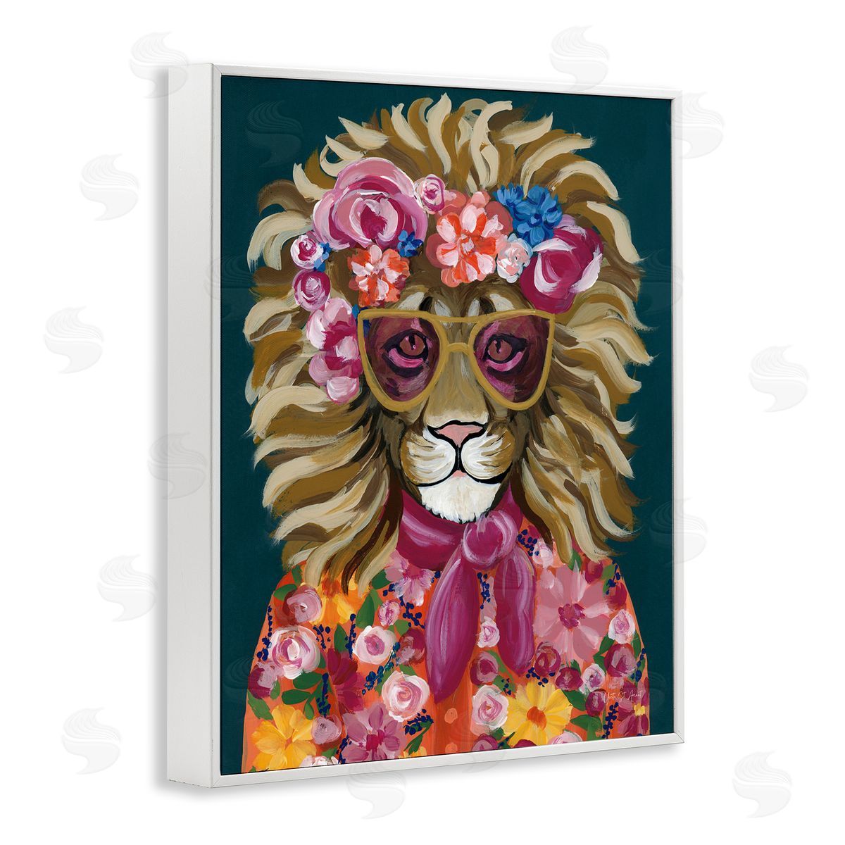 Miami Living Lion White Frame Print Wall Art, Home Decor by Yvette St. Amant