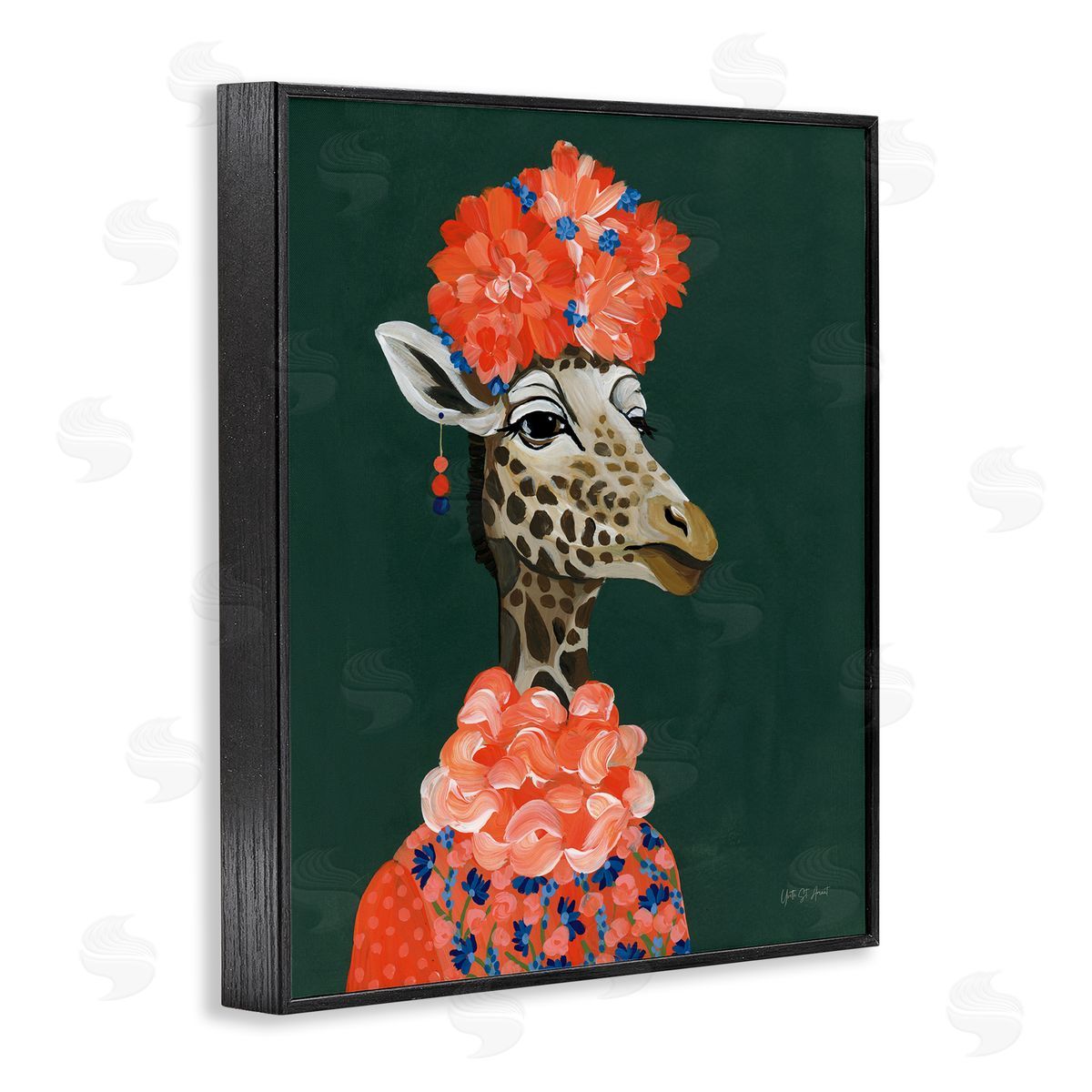Regal Giraffe Portrait Black Frame Print Wall Art, Home Decor by Yvette St. Amant