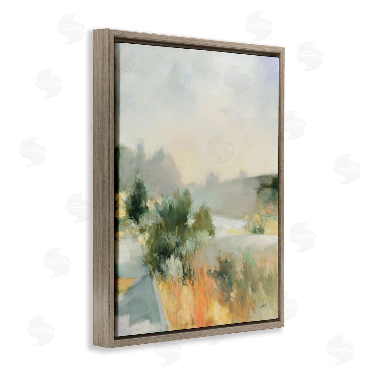 Along The Path Landscape Brown Floating Frame Canvas Wall Art, Home Decor by Julia Purinton