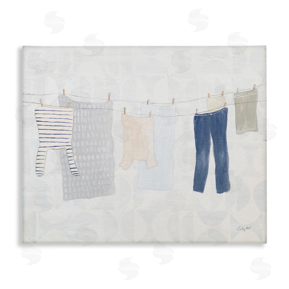 Laundry Day Hanging Clothes Canvas Wall Art, Home Decor by Courtney Prahl